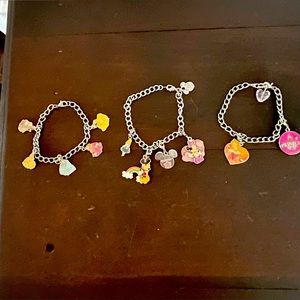 Three Disney Parks Chain Link Bracelets with 12 Interchangeable Charms